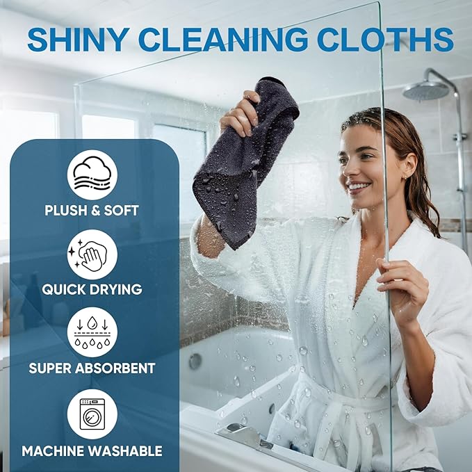 Shiny Wipes Shower Cleaning Cloth, Ultra Absorbent Car Drying Towel, 4 Pack 16 - Image 2