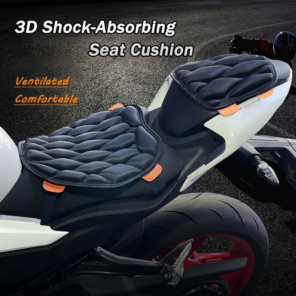 Motorcycle Seat Cushion for Honda Rebel 1100 (2021-2025), Ventilated Shock-Absorbing Seat Pad Watertight Motorcycle Seat Protector,L