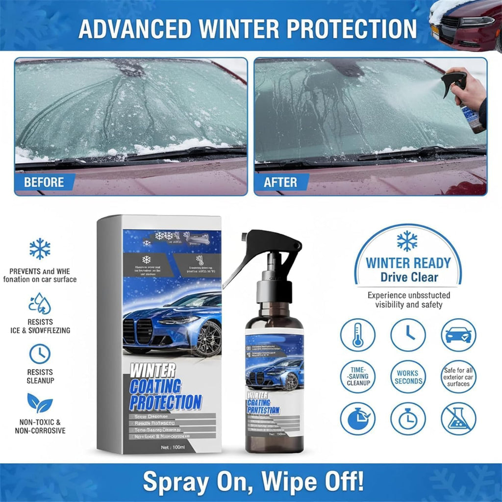 Car Windshield Snow Melting Coating Spray,Windshield De Icer Spray for Winter,Multi-Purpose Car Window Remover Snows Sprays for All Cars (3PC)