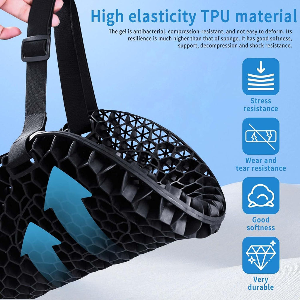 Foldable Motorcycle Gel Seat Cushion, Large 3D-Honeycomb Structure Shock Absorption & Breathable Motorcycle Gel Seat Pad for Long Rides