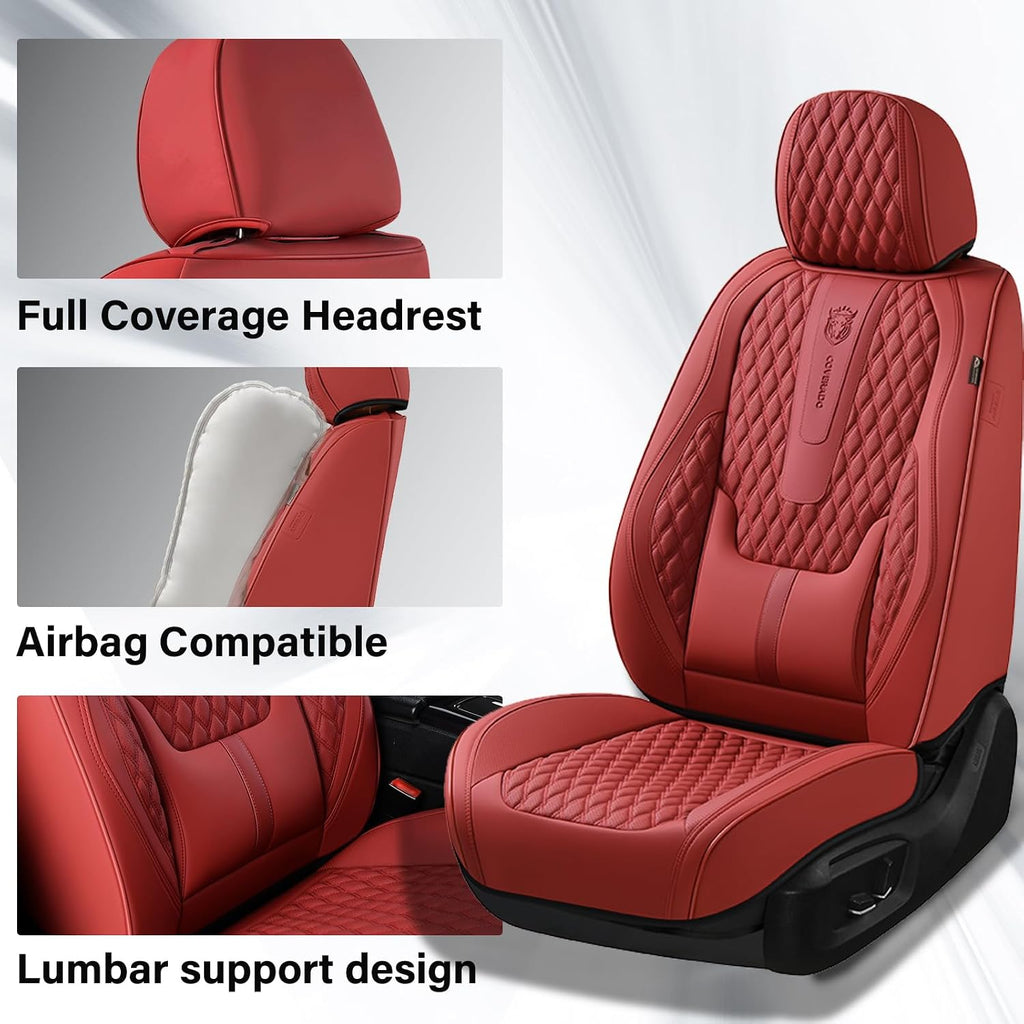 coverado car seat covers full set, red seat, close-up detail