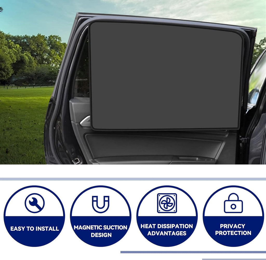 NTNEV Car Side Window Sun Shades, Shades with Magnets, Shade for Baby, Strong-Light Blocking & UV Protection Privacy Covers Auto Accessories (Double-sided Black)