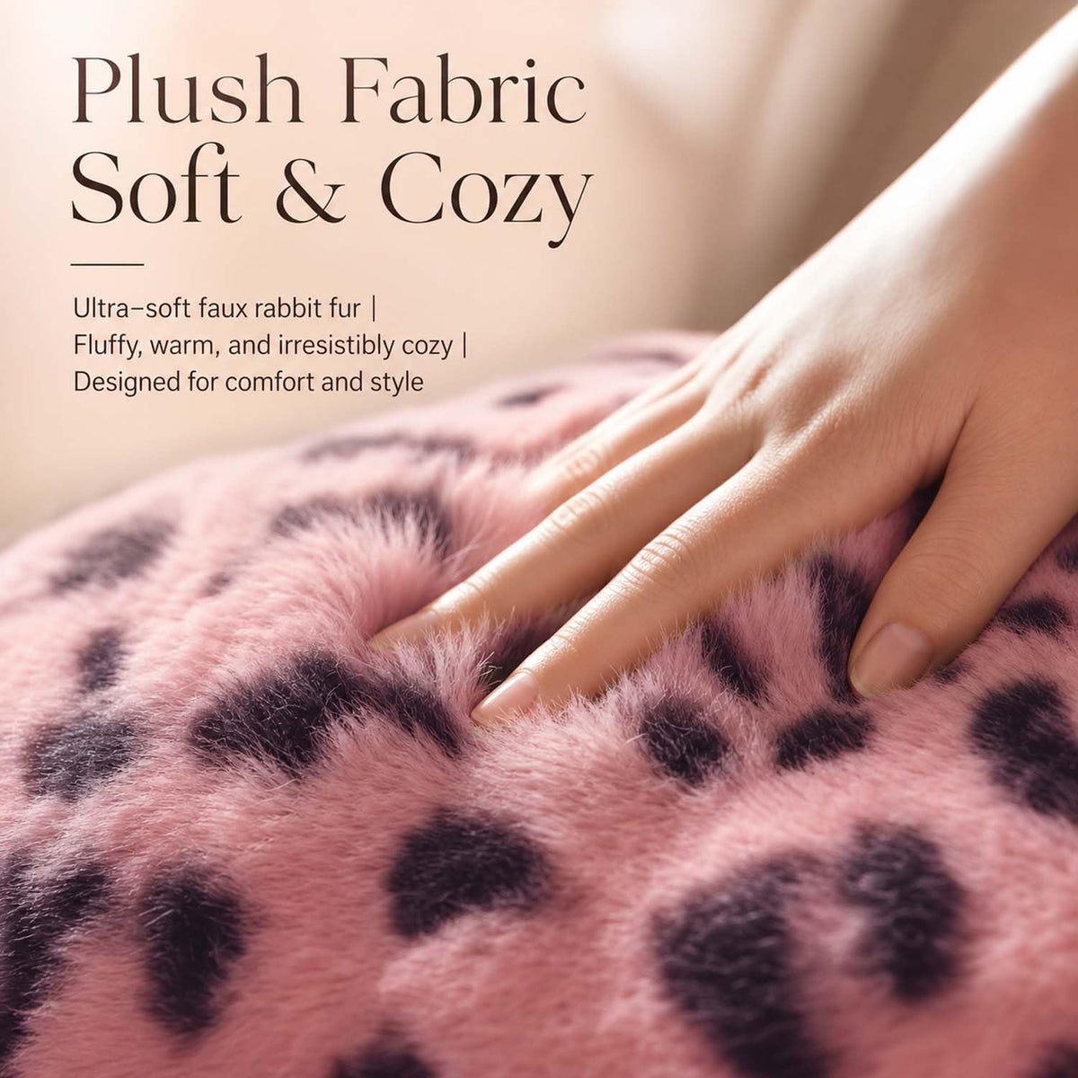 fluffy leopard car seat cover 9pcs universal anti-slip, side view