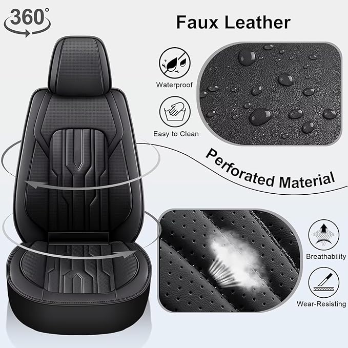 YORKNEIC Fit for Hyundai Kona Seat Covers 2018-2025: Leather Waterproof Car - Image 4
