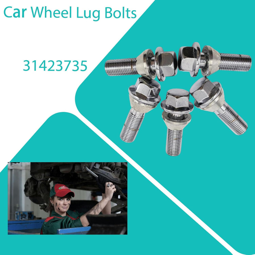 M14x1.5 Wheel Lug Bolts Nuts Hub for Volvo S60 2011-2018 5pcs | 31423735, for Volvo S60 2019-2020 for Volvo S80 2015-2016 for Volvo S90 2017-2020