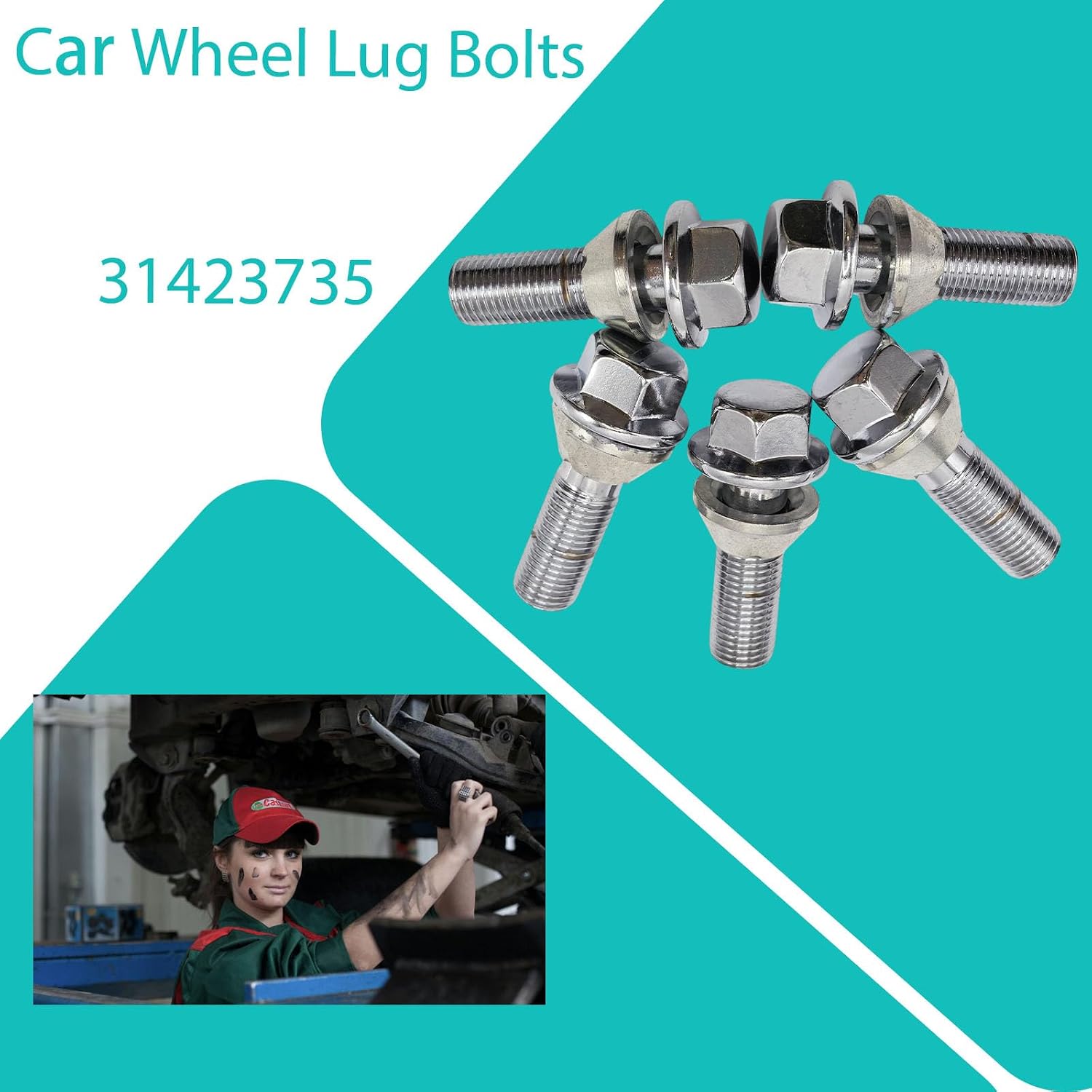 M14x1.5 Wheel Lug Bolts Nuts Hub for Volvo S60 2011-2018 5pcs | 31423735, for Volvo S60 2019-2020 for Volvo S80 2015-2016 for Volvo S90 2017-2020