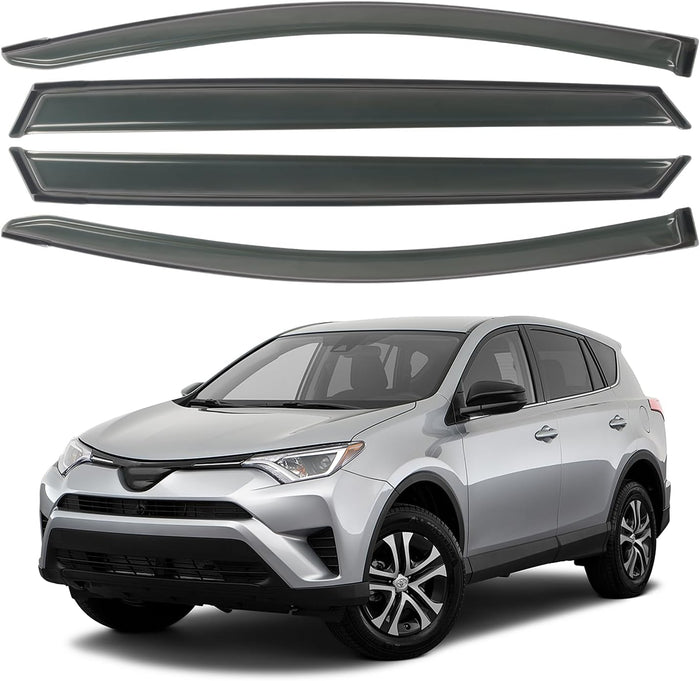 4PCS Rain Guards Fit for 2013-2018 Toyota RAV4 LE XLE SE, Tape-on Outside Mount