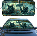 Funny Black Cat Car Windshield Sunshade - Folding 3D Broken Glass Heatshield - Front Window Sun Shade Visor Protector - 59" L x 31.5" W