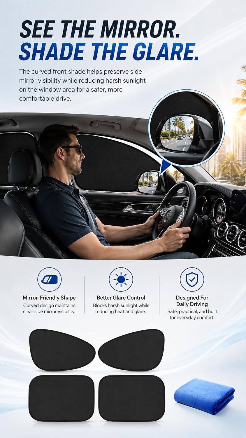 Static Cling Car Window Shades, Thermal Insulation Privacy Sun Shade, UV Heat Block Car Side Window Sun Blocker, Foldable Sunshade, Universal Fit SUV Sedan MPV, No Glue No Residue