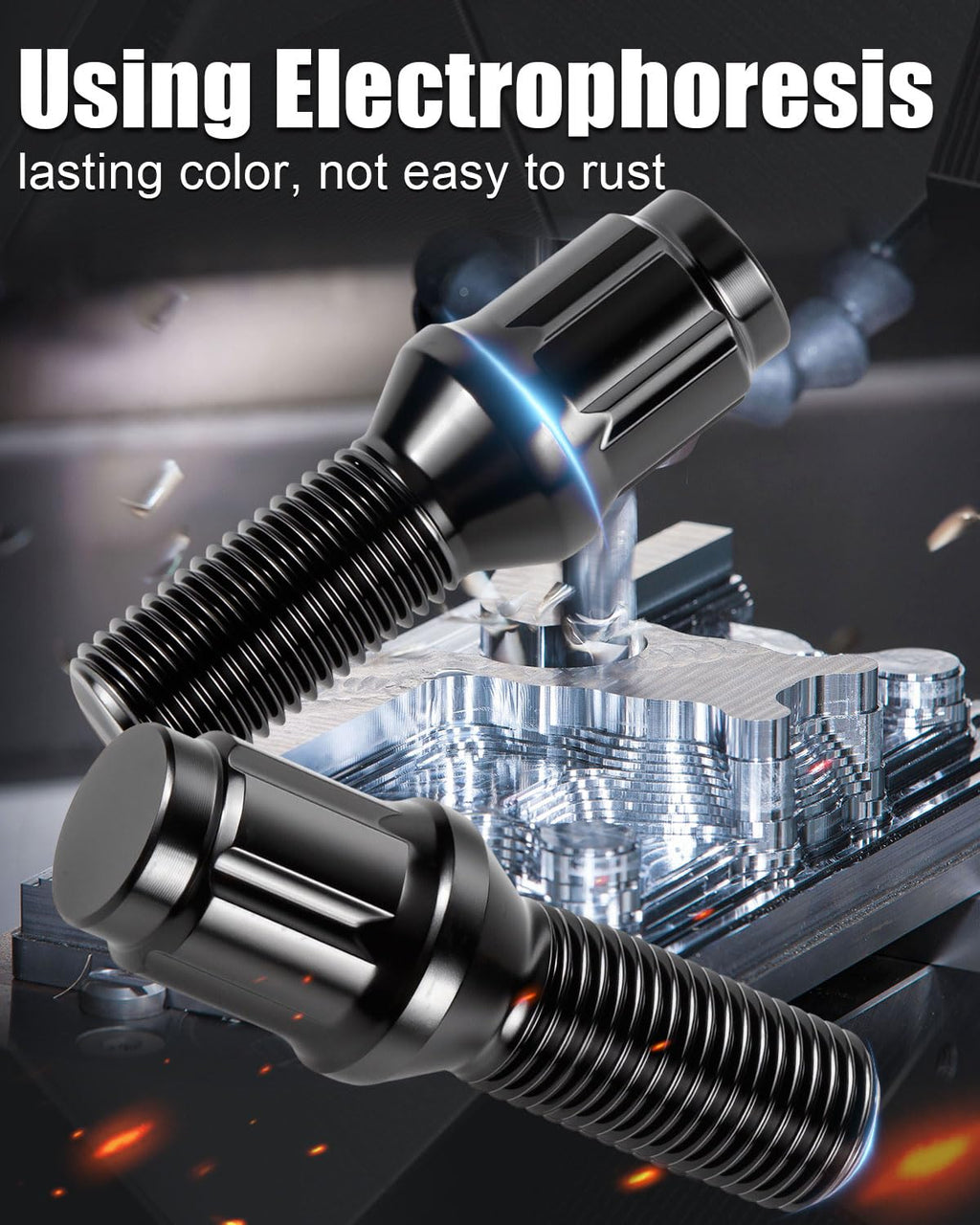 GAsupply M14x1.25 Lug Bolts 28mm Shank fits for BMW i3, i4, i5, i7, i8, ix, M2, M3, M4, M5, M8, x1, x2, x3, x4, x5, x6, x7, xM, Black 14x1.25 6 Spline Wheel Lug Bolt Conical Seat, 20 pcs+1 pcs Key