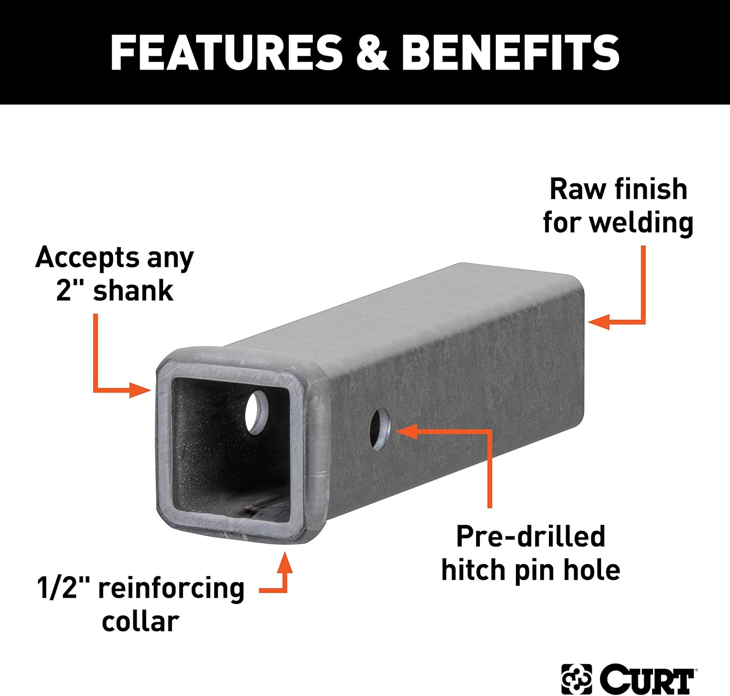 Curt Manufacturing 49090 9 in Receiver Tube 2 in X 2 in Raw Finish