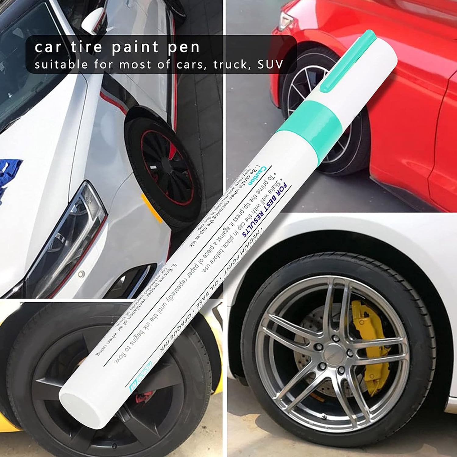 EVGATSAUTO Car Paint Pen Marking Tool for Tires, Professional Automotive Touch Up Pencil - Green Color