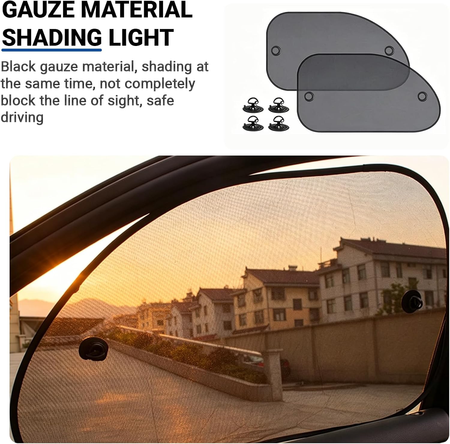 2 Pack Car Sun Shade, Universal UV Protection Sunshade for Side Windows for Side Window Sun Glare and UV Protection for Kids/Adults/Pets, Cars Suction Cup Sunshade, 25" x 14" Fits 98% Cars