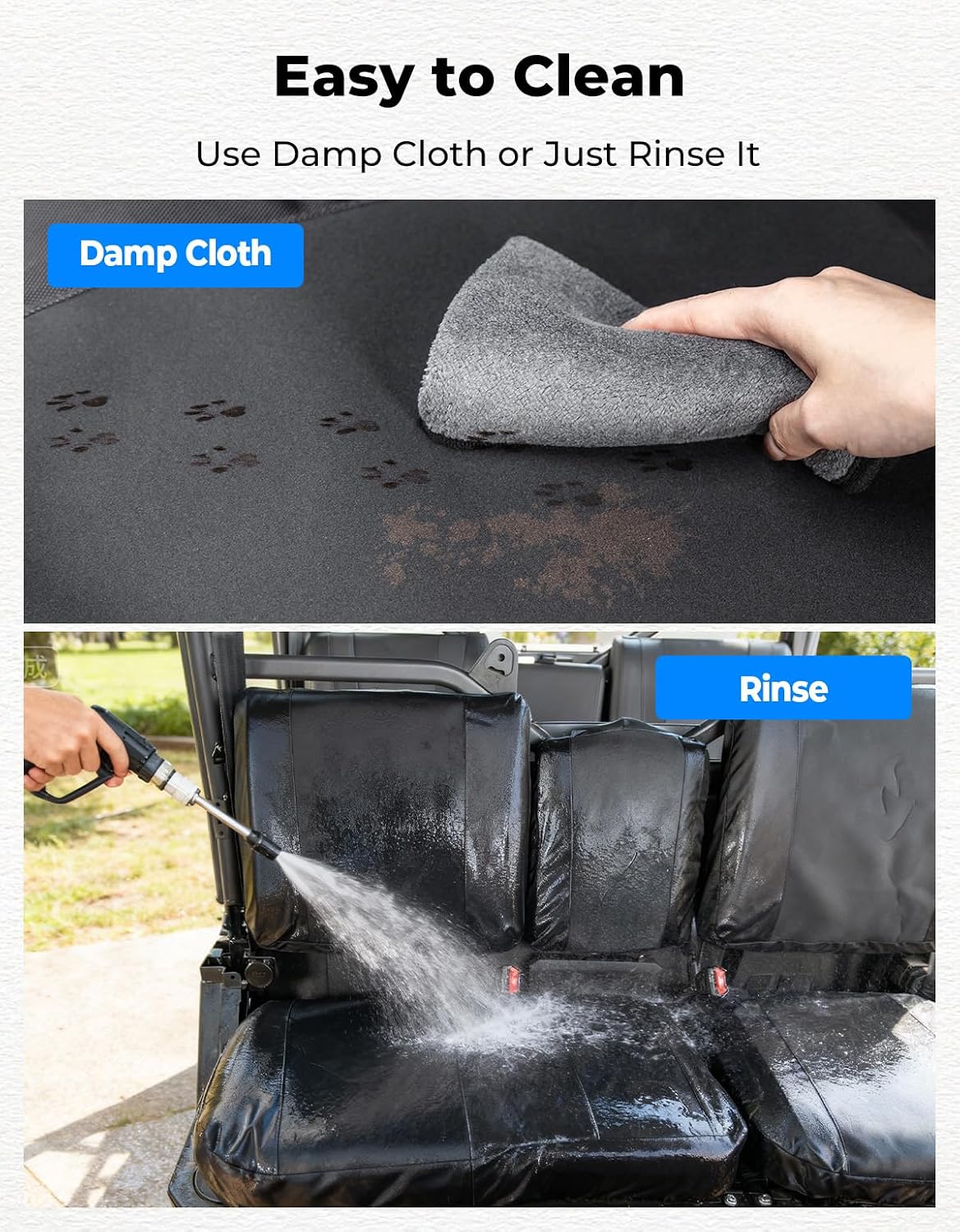 KEMIMOTO 1680D Seat Covers Set Compatible with CFMOTO Uforce 1000 2019-2024/1000 XL 2022-2024 (Front Seats) Oxford Fabric Pet Toenail Proof Water-Resistant Seat Cover Accessories