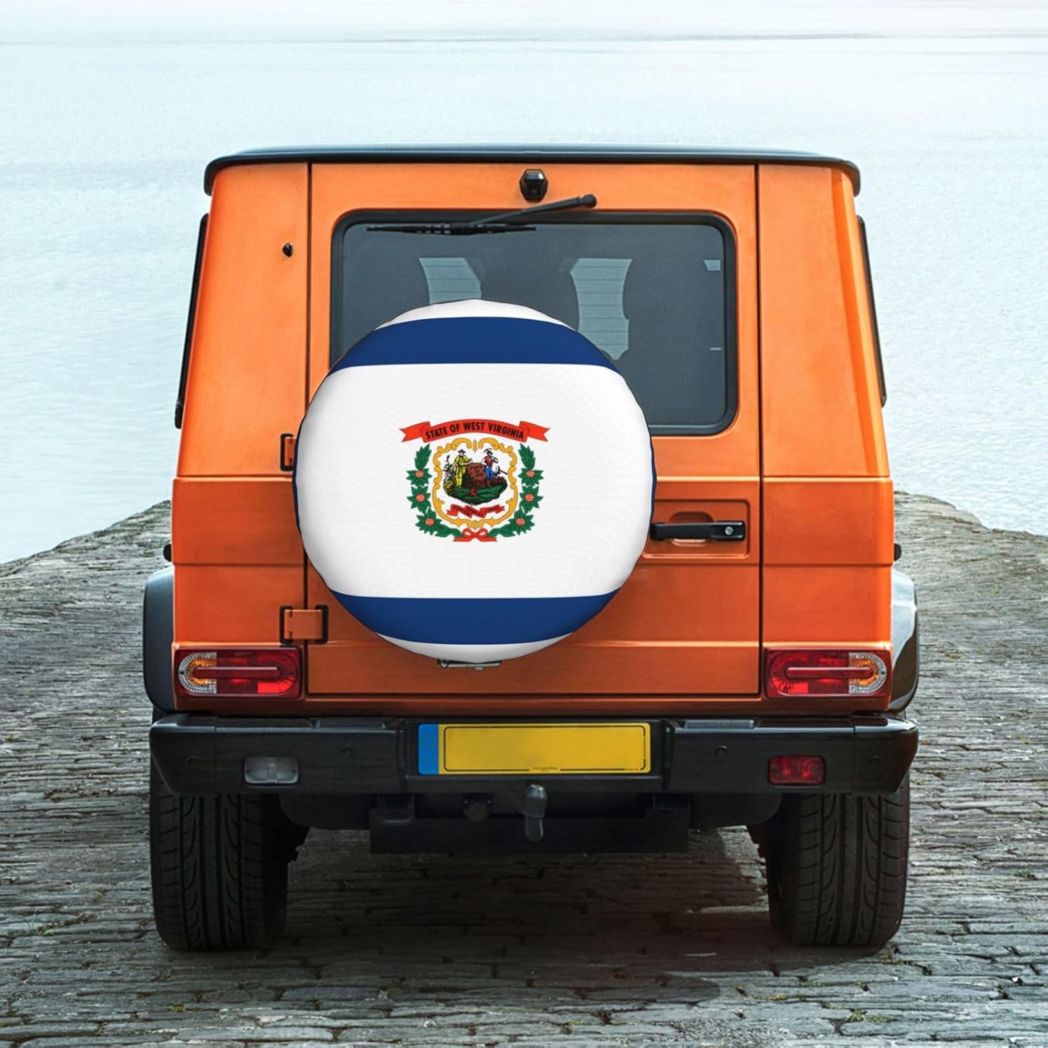 West Virginia Flag Print Universal Spare Tire Cover for RV, Jeep | Wheel Protector Fits Rv, Trailer, Jeep, Shield Tires From Sun, Dirt And Rain For Outdoor Storage