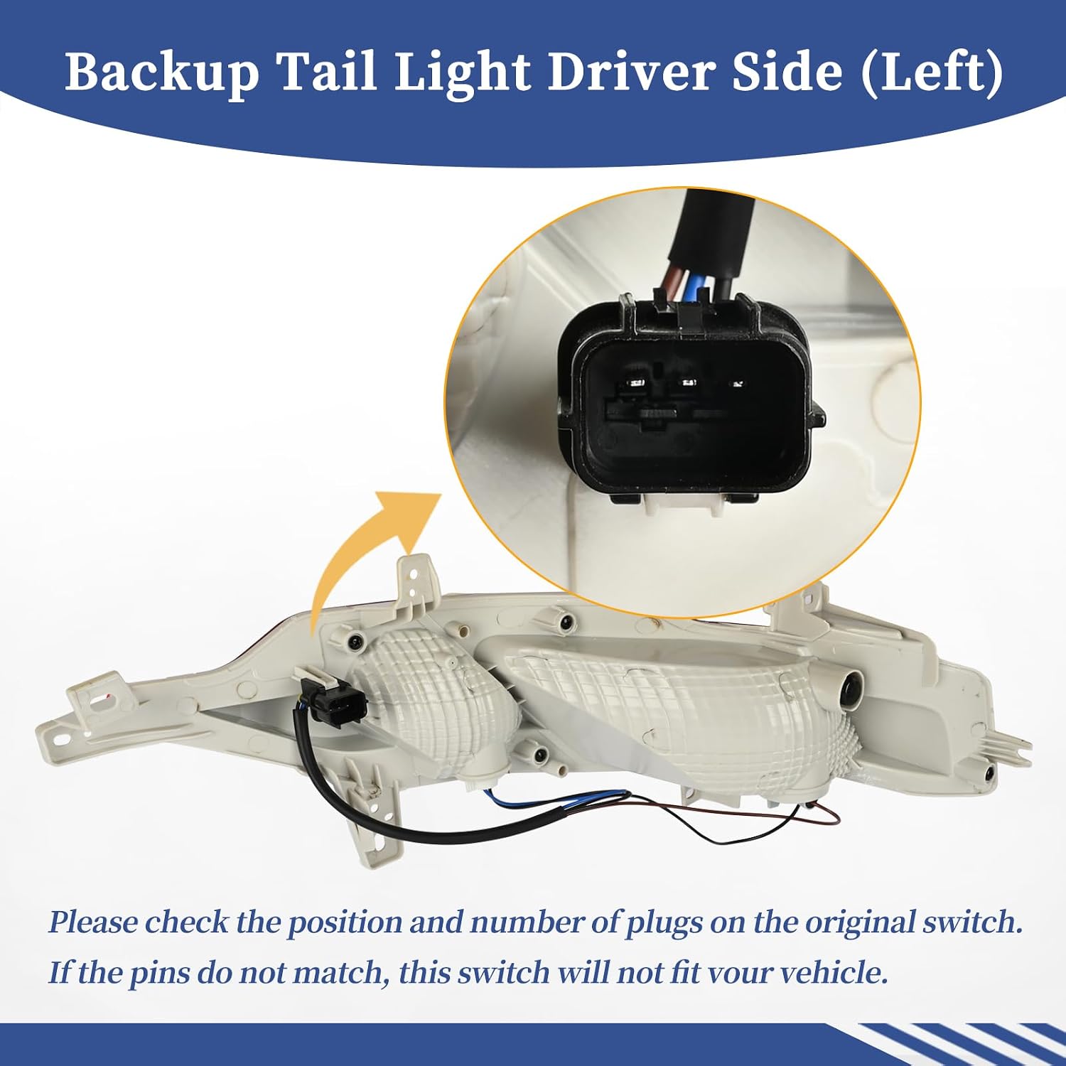 Back Up Tail Light Driver Side Compatible with Hyundai Tucson 2022 2023 2024 SE/SEL/Limited/Essential/Preffered/Hybrid Models, Back Up Turn Signal Light Replace 92405N9000, 92405-N9000