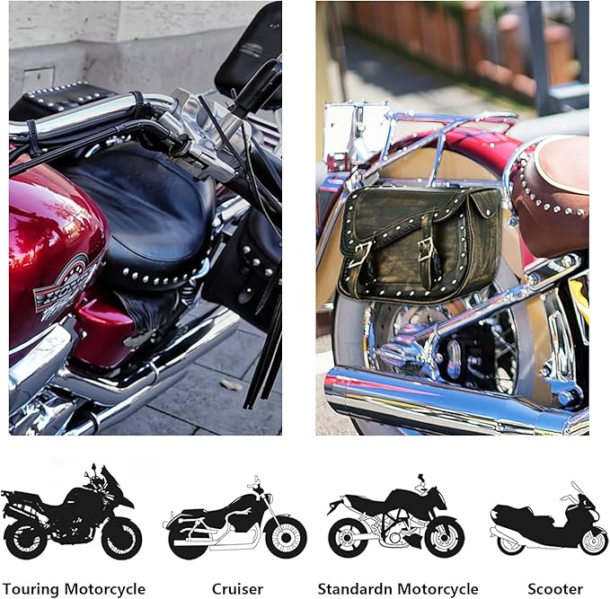 GARGOYLE BELLS Genuine Leather Motorcycle Saddle Bags Motorcycle Luggage Bag - Image 6
