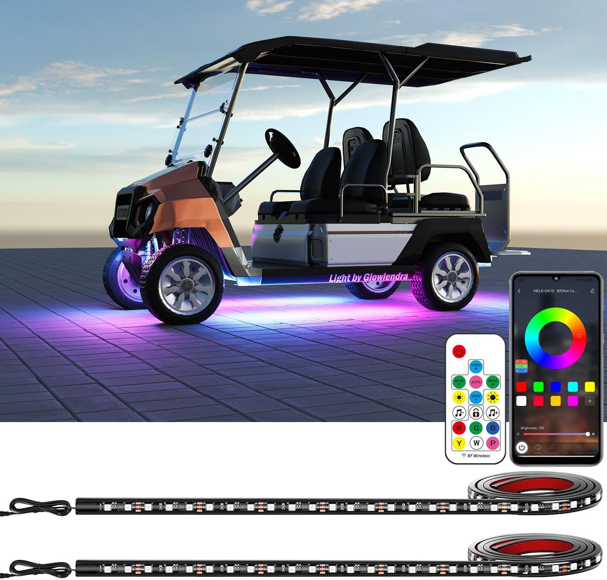 golf cart underglow led light kit with built-in, main product view