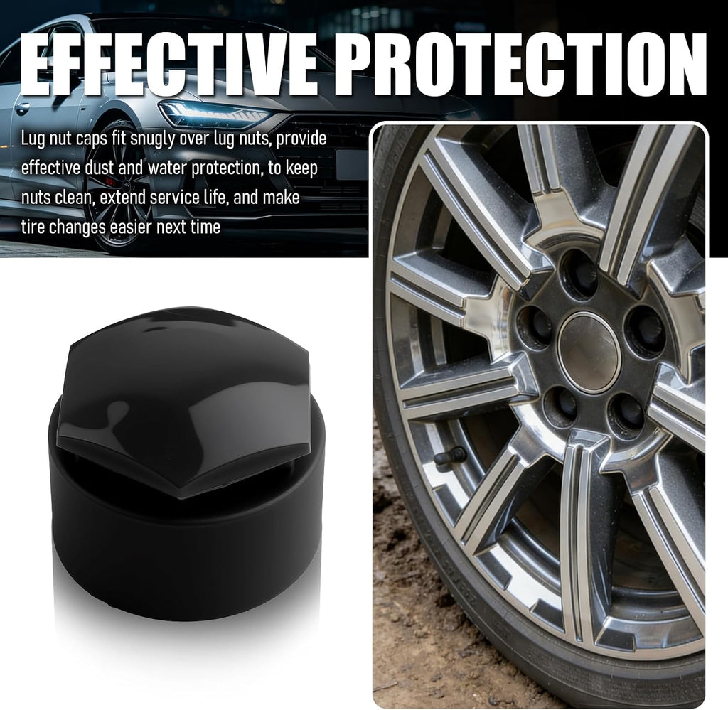 24PCS Black Lug Nut Covers Kit with Removal Tool,Compatible with Audi Lug Nut Covers A1 A3 A4 A5 A6 A7 A8 Q2 Q3 Q5 Q7 S5 TT,Automotive Lugs Nuts Caps Kit Car Accessories