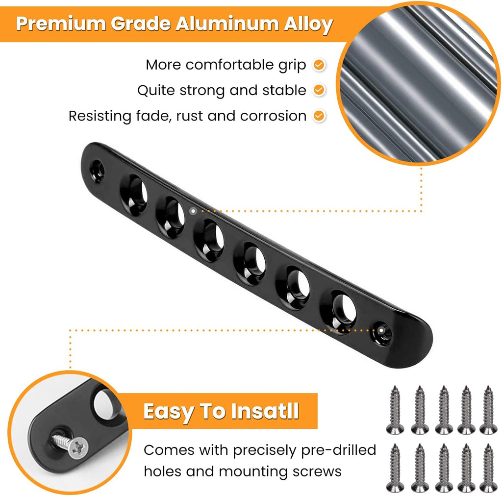 E-cowlboy Grab Handle Inserts Cover+Push Button Knobs Cover Trim for Jeep Wrangler JK JKU Sahara Rubicon Unlimited 2007-2018 Exterior Door Handle Decoration Accessories Aluminum (Black)