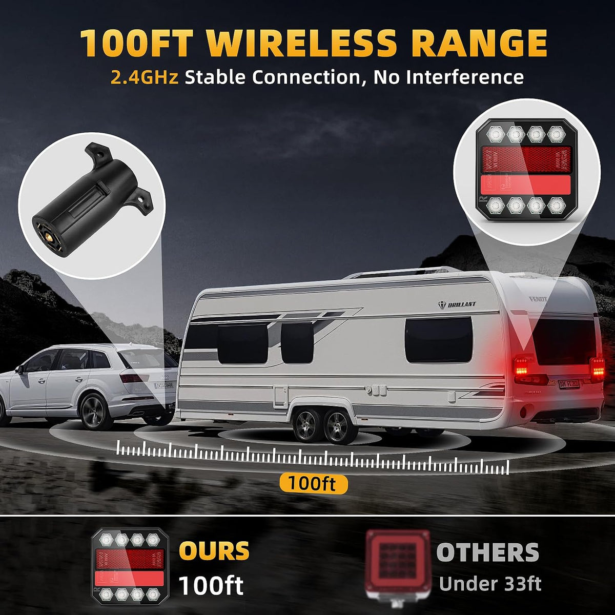 wireless trailer lights magnetic, wireless tail lights for, side view