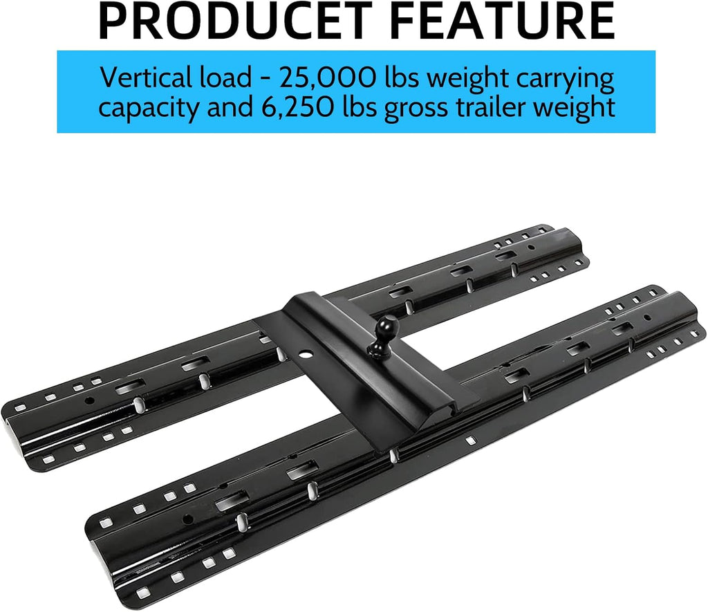 5th Wheel Gooseneck Hitch Trailer Towing Multi-Fit in-Bed Fixed Offset | 25,000 lbs, 2-5/16-Inch Ball