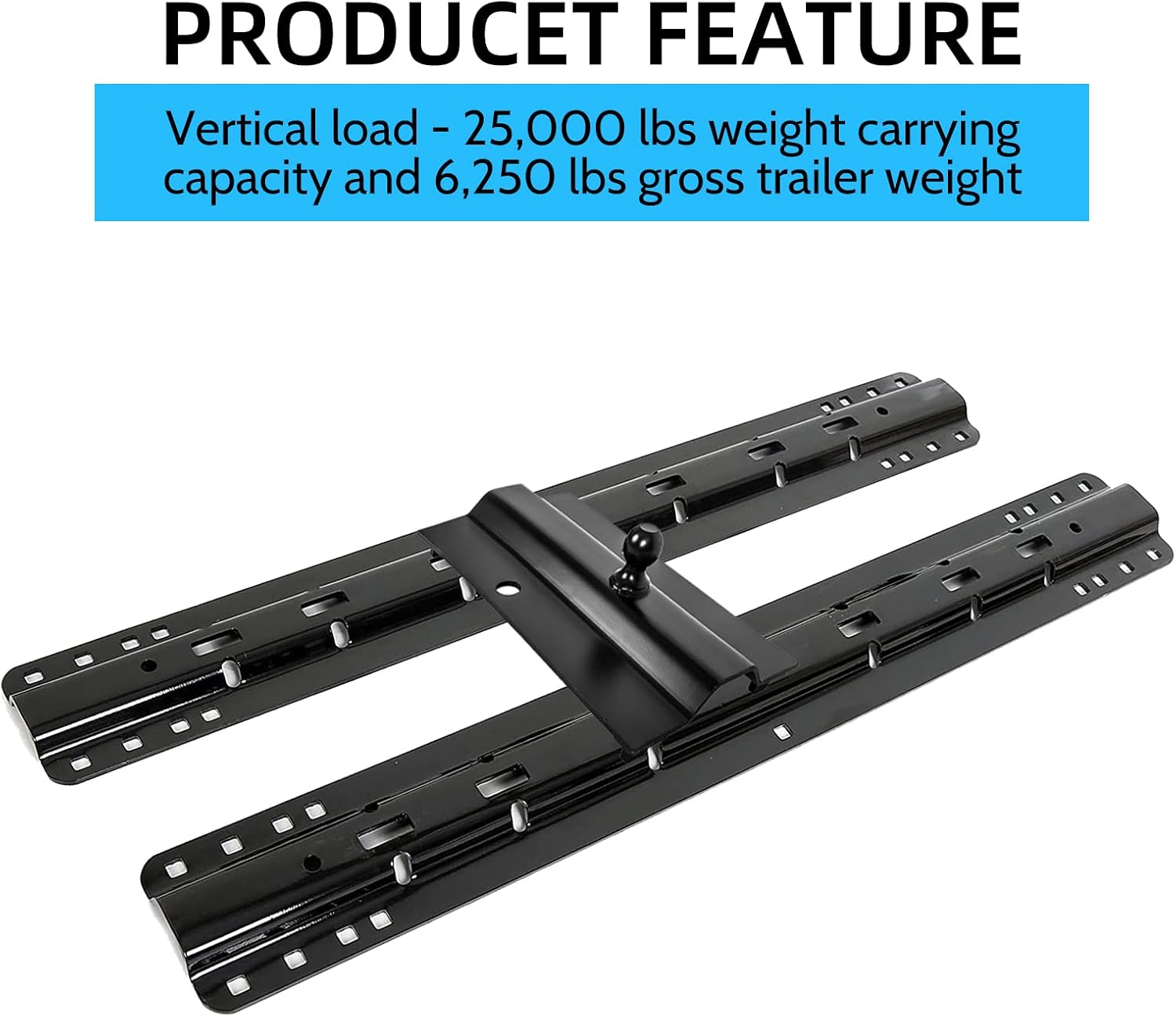 5th Wheel Gooseneck Hitch Trailer Towing Multi-Fit in-Bed Fixed Offset | 25,000 lbs, 2-5/16-Inch Ball