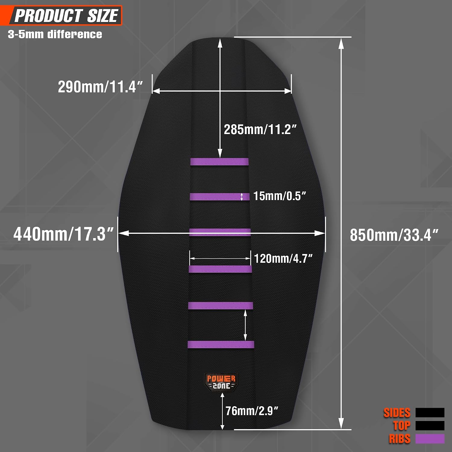 Universial Dirt Bike Seat Cover - Soft Ribbed Rubber Seat Covers for Motorcross Enduro (Purple)
