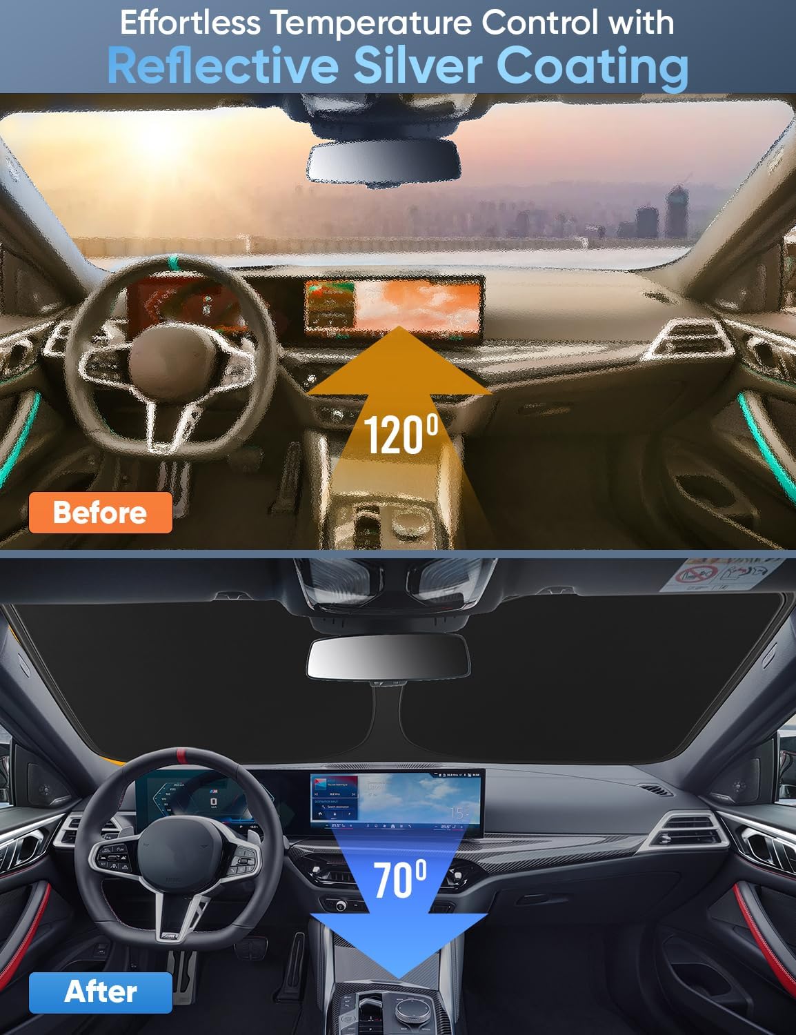 Autovir Windshield Sun Shade Fit for 2013-2017 2018 2019 Ford Escape Sunshade, Front Car Window Shades Sun Visor, Blocks UV Rays & Heat, Car Accessories