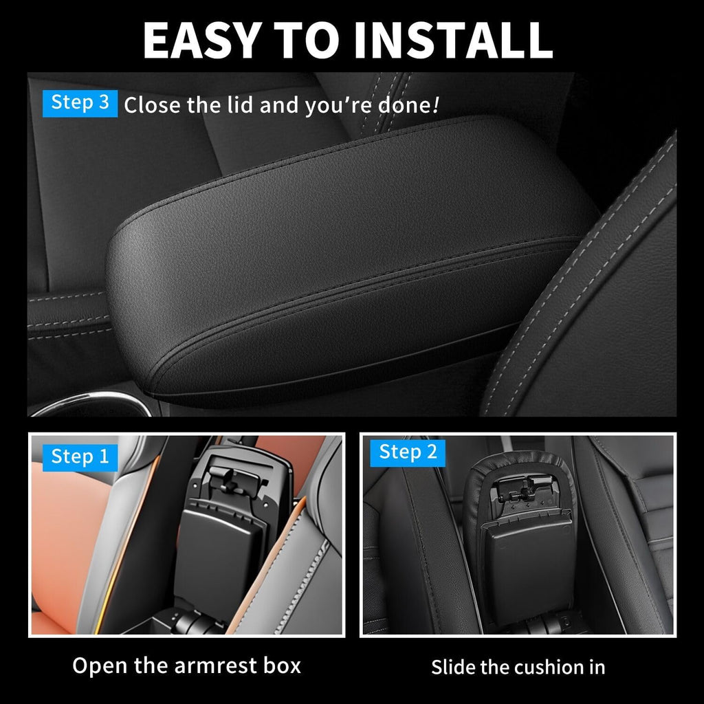 Center Console Armrest Cover Compatible with Toyota Corolla 2014-2019 Accessories, Premium Leather Arm Rest Cover Pad, Car Middle Console Cover (Black)