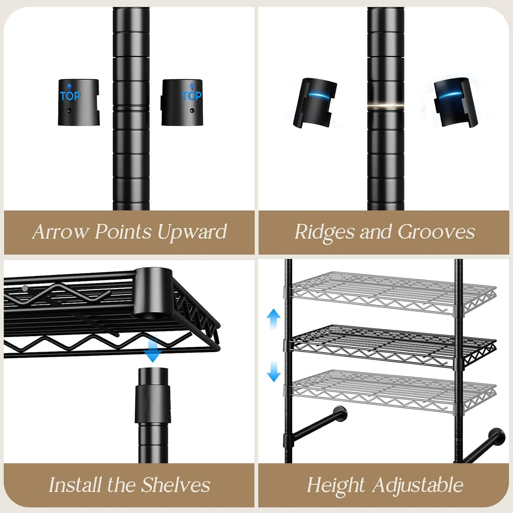 wall mounted closet system, heavy duty 2-row clothes, front angle view