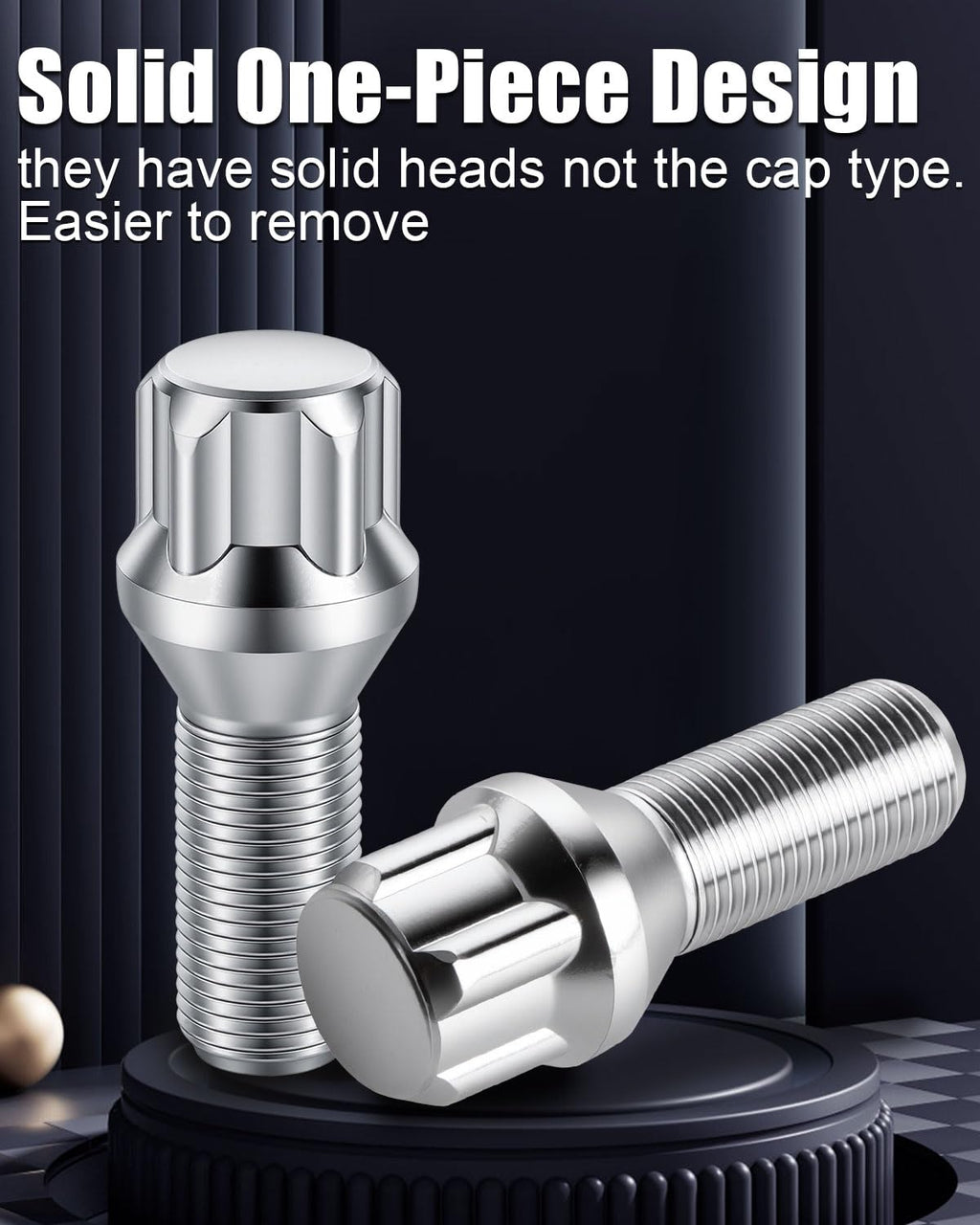 GAsupply 14X1.25 Lug Bolts 4 Locks + Key Fit for BMW Mini Aftermarket Wheels, 28mm Shank Length, Acorn Conical Seat Chrome Lock Lug Bolt Studs Dual 17mm & 19mm Hex Key