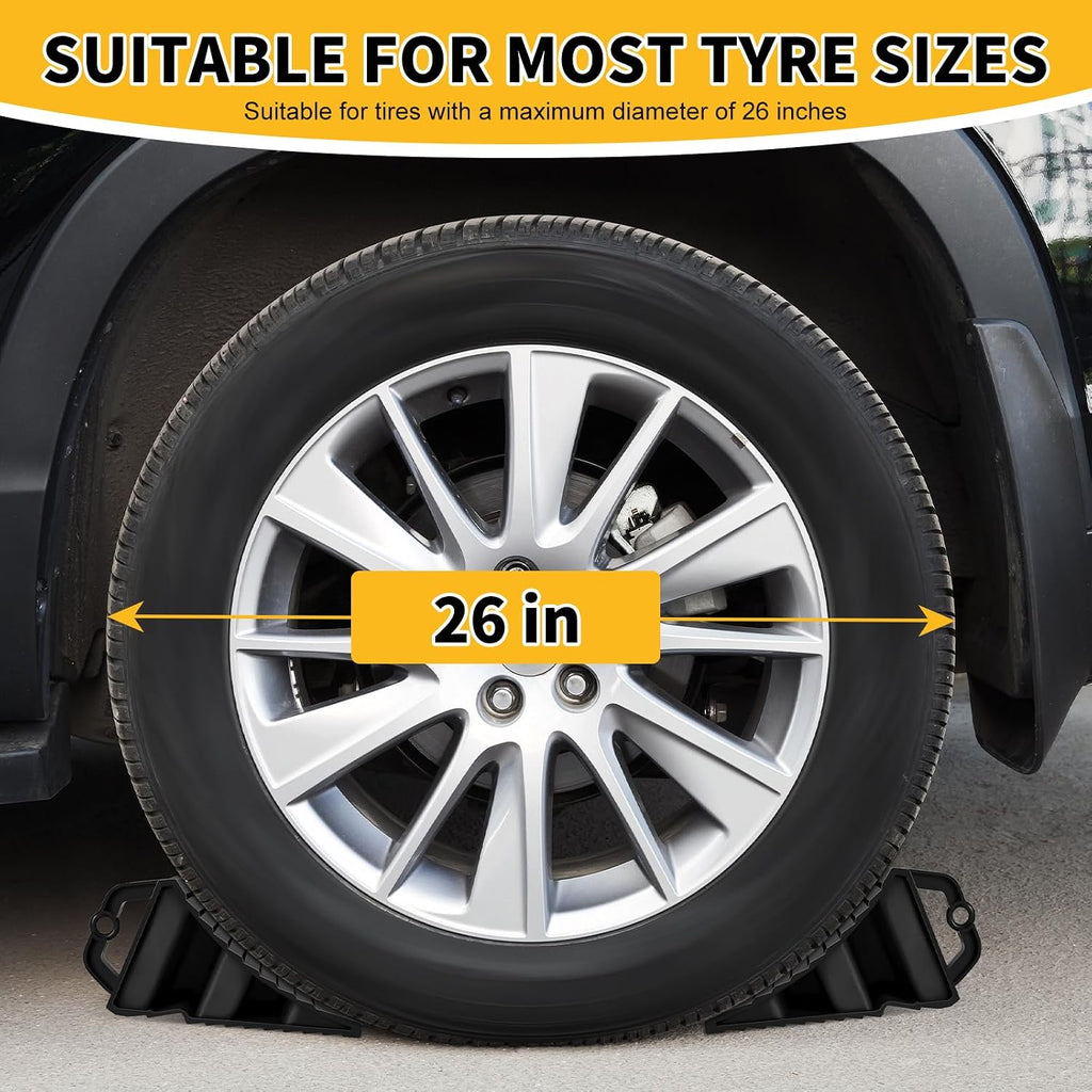 4-Pack Hard Plastic RV Wheel Chocks with Handles for Easy Removal & Durable and Non-Slip, Suitable for Tire Chock on Ramps, Workshops and Uneven Ground