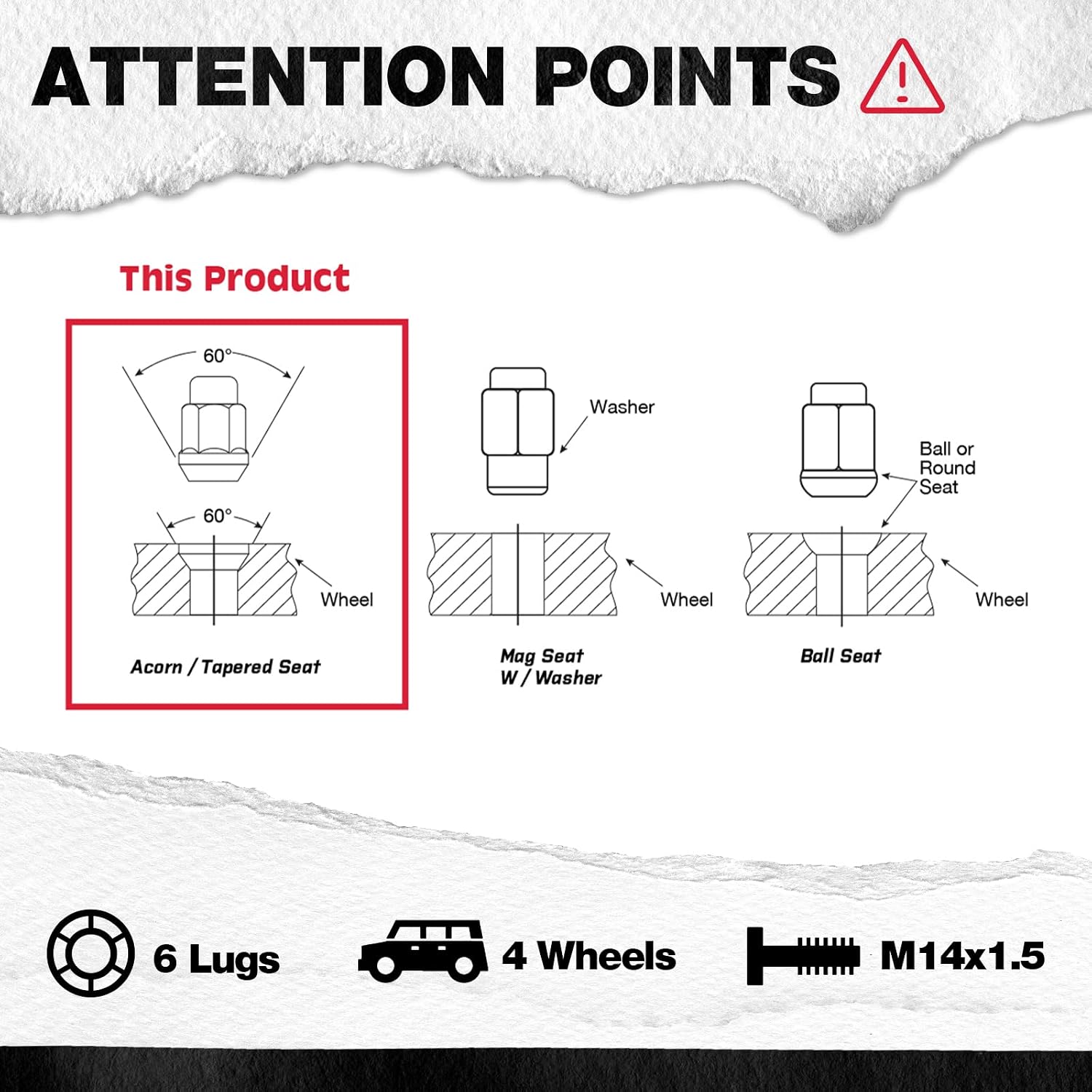 KSP M14X1.5 Open End Acorn Bulge Wheel Lug Nuts, Zinc Finish, 3/4"(19mm) Hex 0.84”(21mm) Height Conical Seat 60 Degree for Truck/Tuner Aftermarket Rims Pack 24 pcs, 1 Year Support