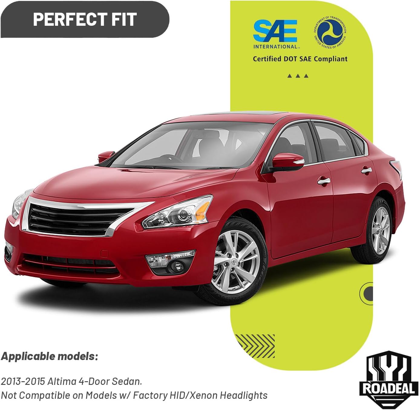 Headlights W/Bulbs for 2013 2014 2015 Nissan Altima 4-Door Halogen Headlamp Replacement Driver & Passenger Side (DOES NOT FIT XENON/HID)