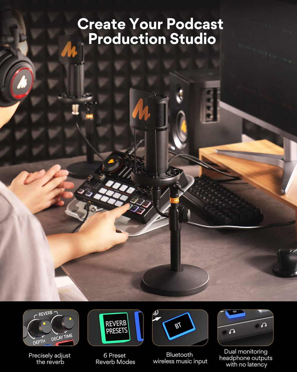 MAONO-MaonoCaster-Podcast Equipment Bundle for 2-includes All-in-one Audio In...