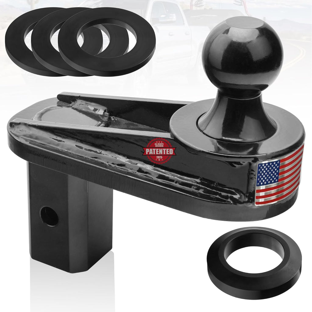 6" Offset Gooseneck Ball Extender, 2-5/16" Hitch Ball, 25,000 lbs GTW / 5,000 lbs VTW, Cab Clearance Solution for Short Bed Trucks, Reinforced Rib Structure, Polyurethane Stabilization System