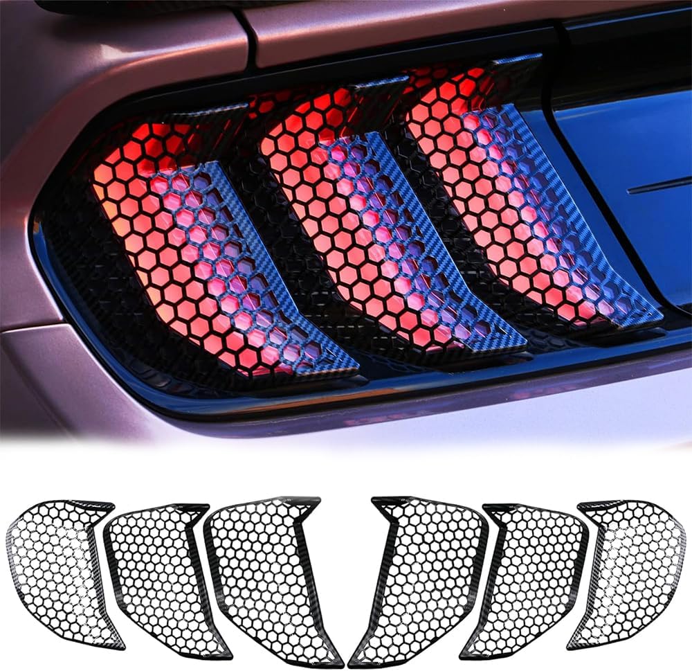 Tail Light Lamp Cover Compatible with Ford Mustang 2018-2023 Taillight Lens Shell Bezel Cover Trim (Carbon Fiber)