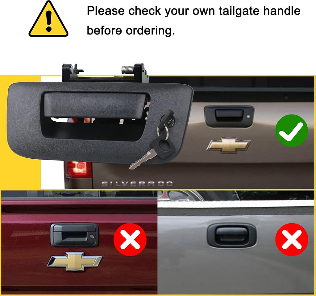 APPERFiT Locking Tailgate Handle Latch w/Bezel & Lock Cylinder 22755305 Compatible with 2007-2014 Chevrolet Chevy Silverado GMC Sierra 1500 2500 3500 Truck Bed Tail Gate Door Panel