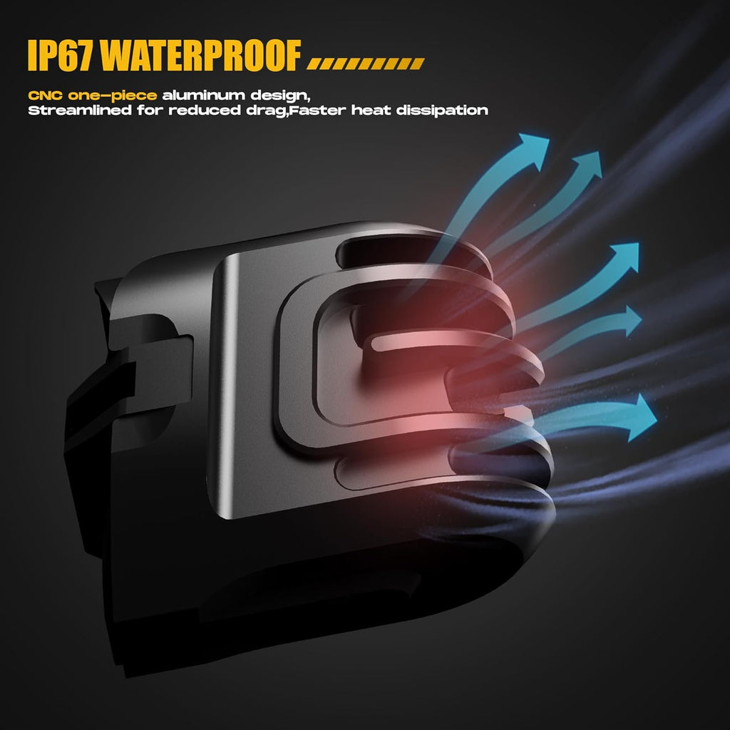 Future Eyes Motorcycle Fog Lights 120W LED Amber Auxiliary Driving Lights with DRL & Strobe, IP67 Waterproof Motorcycle Light for Night Riding, Off-Road, Dirt Bike, ATV, UTV, Golf Cart