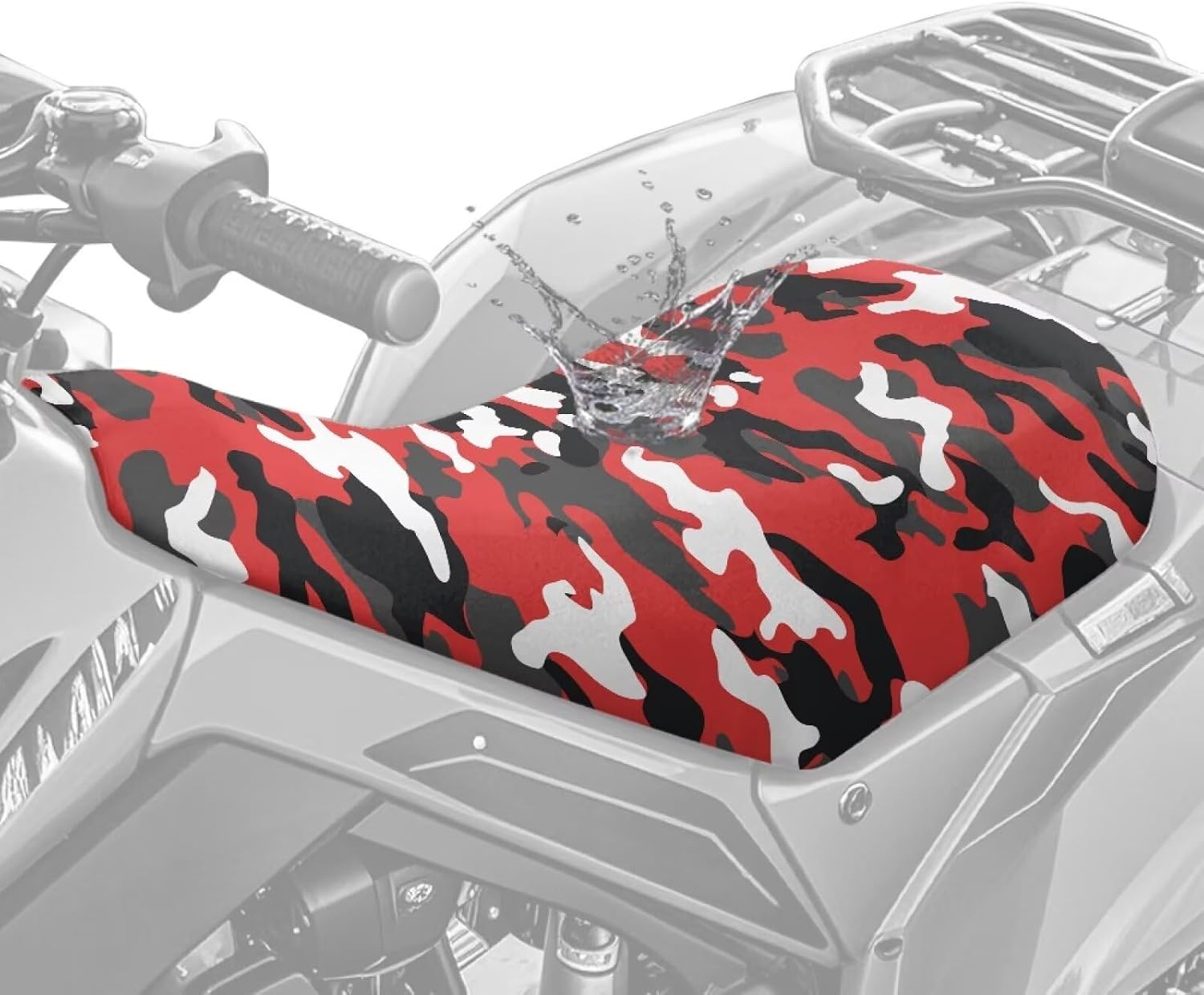 Red Camo ATV Seat Cover Waterproof Universal Fit Most Four-Wheeler Anti-Slip & Tear-Resistant Four Wheeler Seat Cover ATV Accessories, 1 Pack