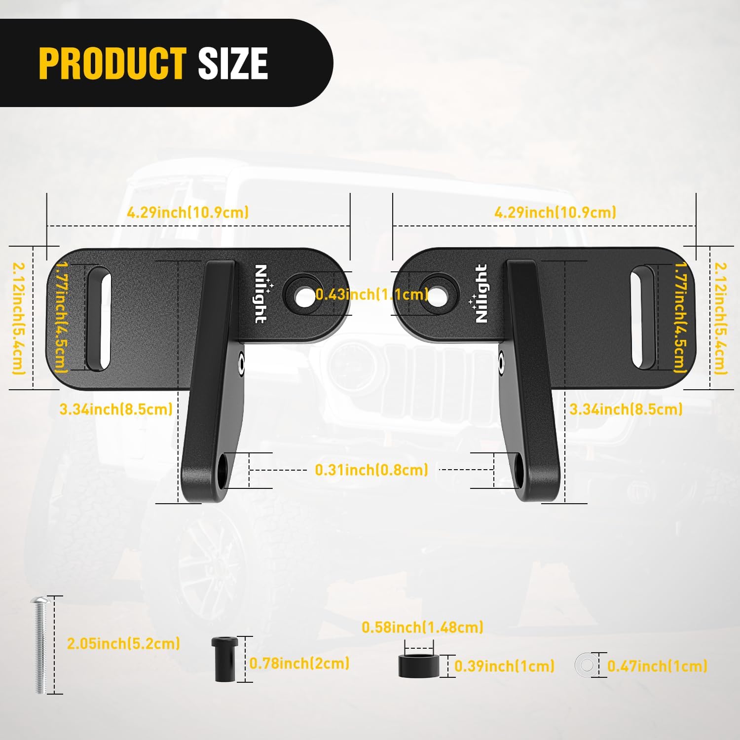 Nilight Light Mounting Bracket Hood Cowl Mount Brackets for Front A-Pillar Auxiliary Offroad LED Work Pods Lights on Jeep Wrangler JL JLU Gladiator JT 2018 2019 2020 2021 2022 2023 2024 2025, Black