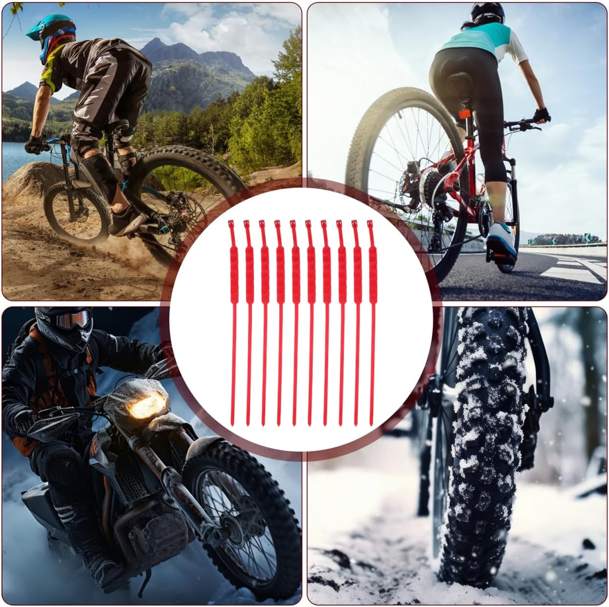 VOSAREA 10pcs Anti-Slip Motorcycle Tire Chains Universal Snow Chain for Electric Bikes Two-Wheel and Three-Wheel Vehicles Sturdy Nylon Construction for Winter Use
