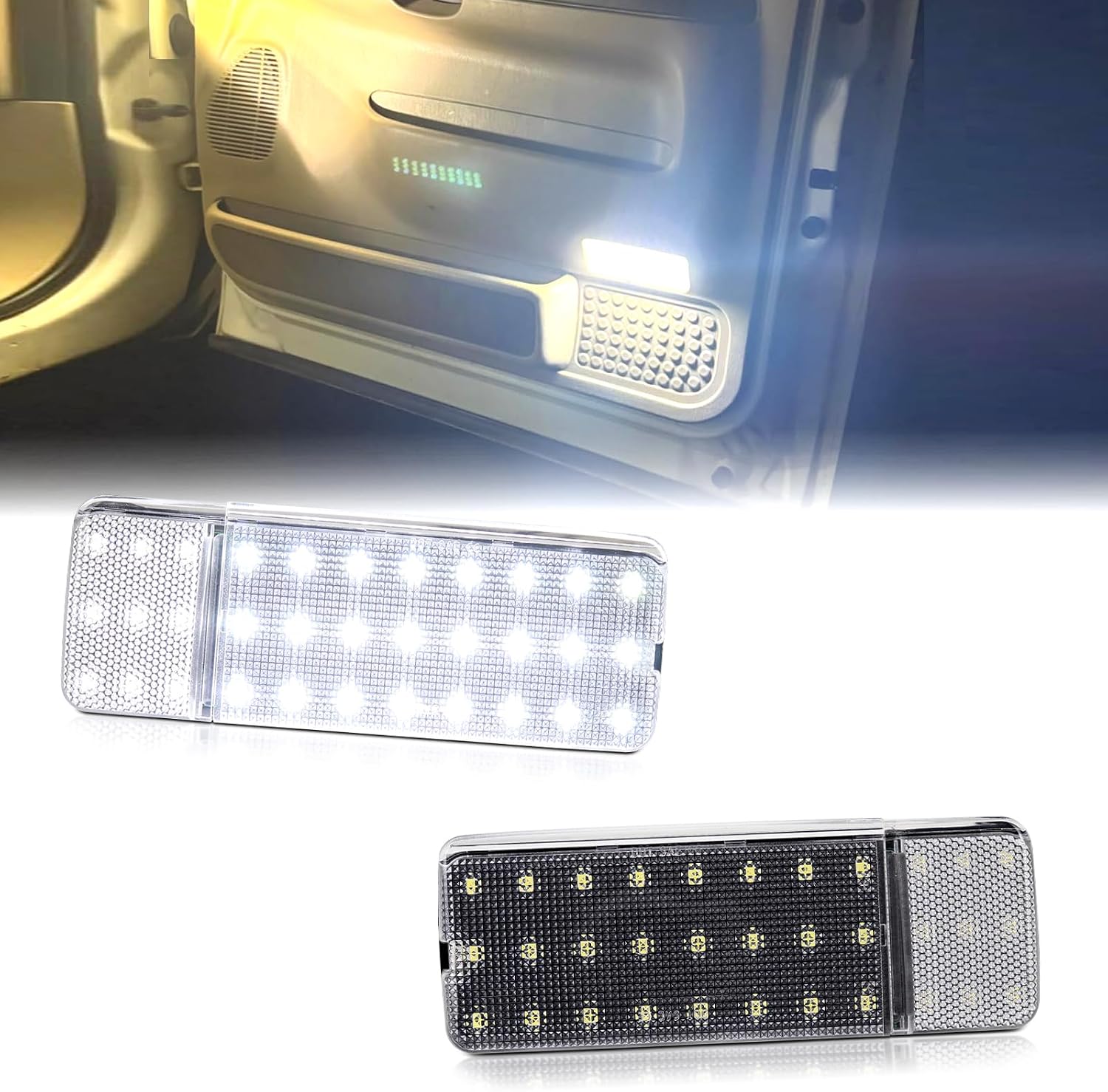 LED Interior Door Panel Courtesy Light for 1992-1996 Ford F150 F250 Bronco, 1992-1997 Ford F350 Door Welcome Lights 6000K White 2PCS