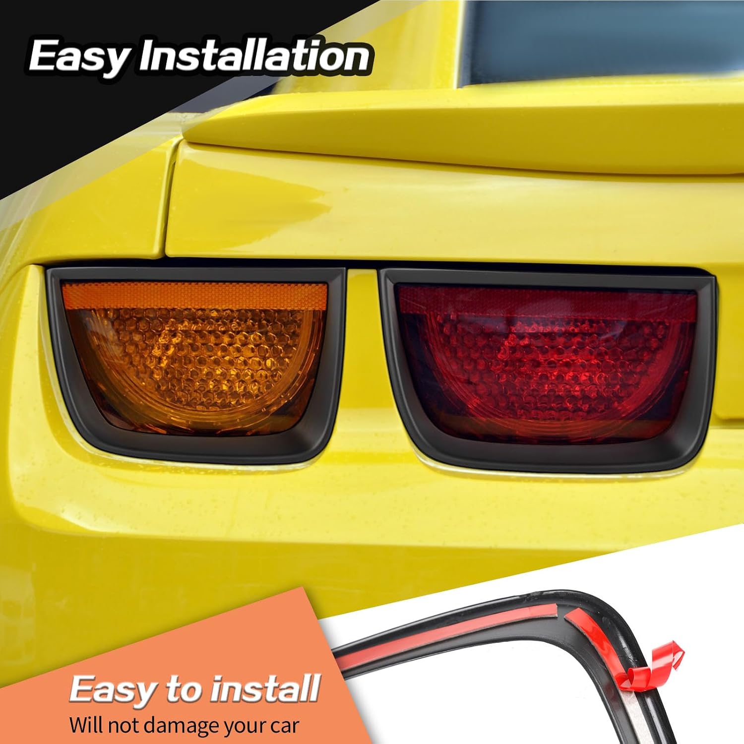 JeCar Matte Black Tail Light Bezel Taillight Cover Trim Accessories Compatible with Chevrolet Chevy Camaro 2010 2011 2012 2013(4 Pieces)