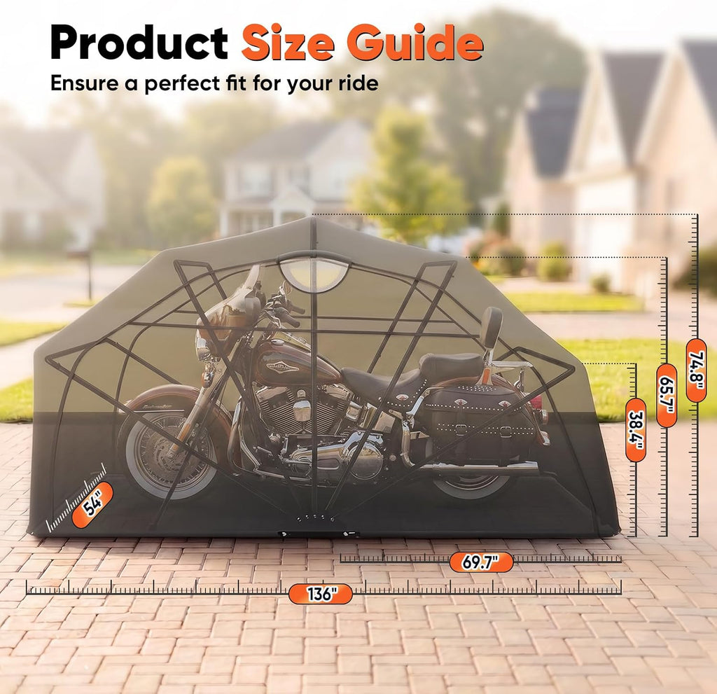 quictent motorcycle garage pod shelter hard shell with shown in use