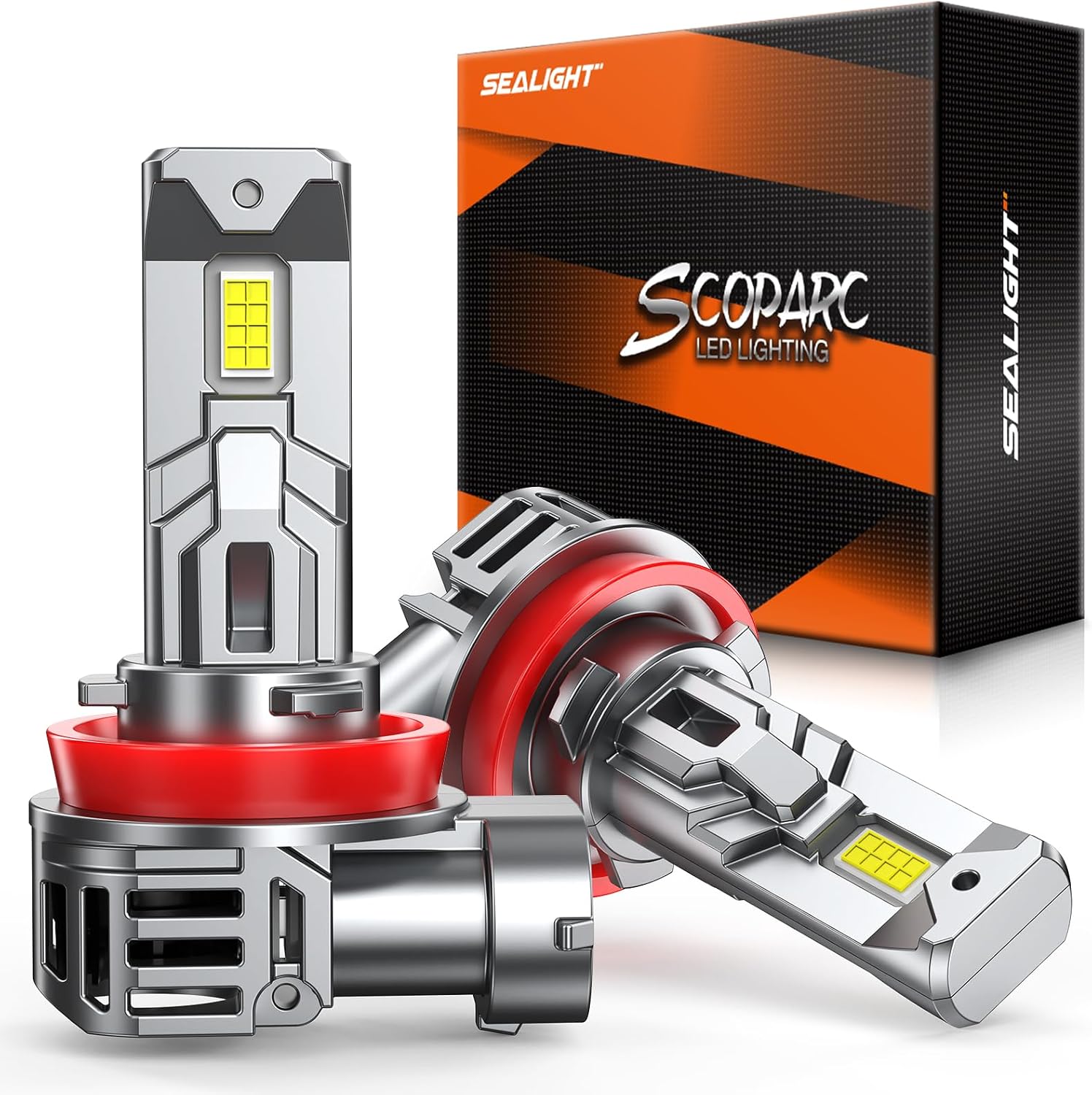 SEALIGHT H11 Bulbs with 6500K White Light,40000LM Super Bright, 1:1Mini Design H16 Fog Light Bulbs,3 Mins Plug-N-Play, Pack of 2
