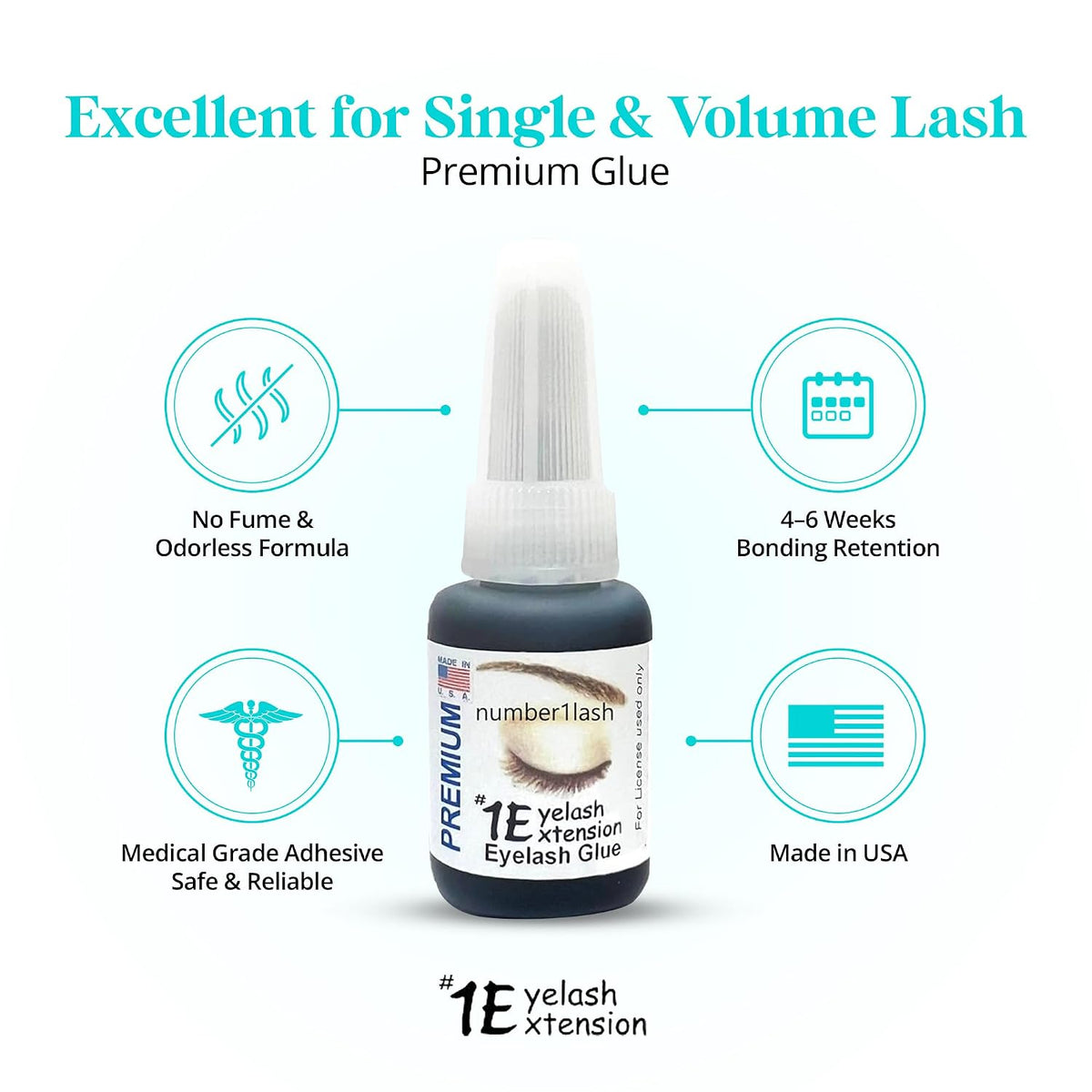 #1eyelash extension premium professional adhesive glue, black, 0.34 shown in use