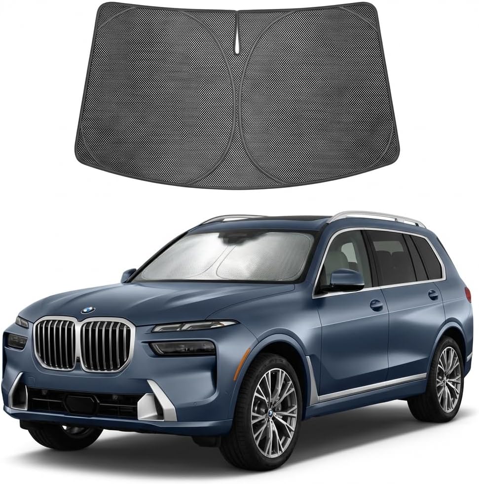 Proadsy Windshield Sun Shade Custom Fit BMW X7 2019-2026 Ice Crystal Black Front Window Sunshade UV and Heat Blocker Foldable Visor Keeps Car Cooler for Summer Parking and Daily Use