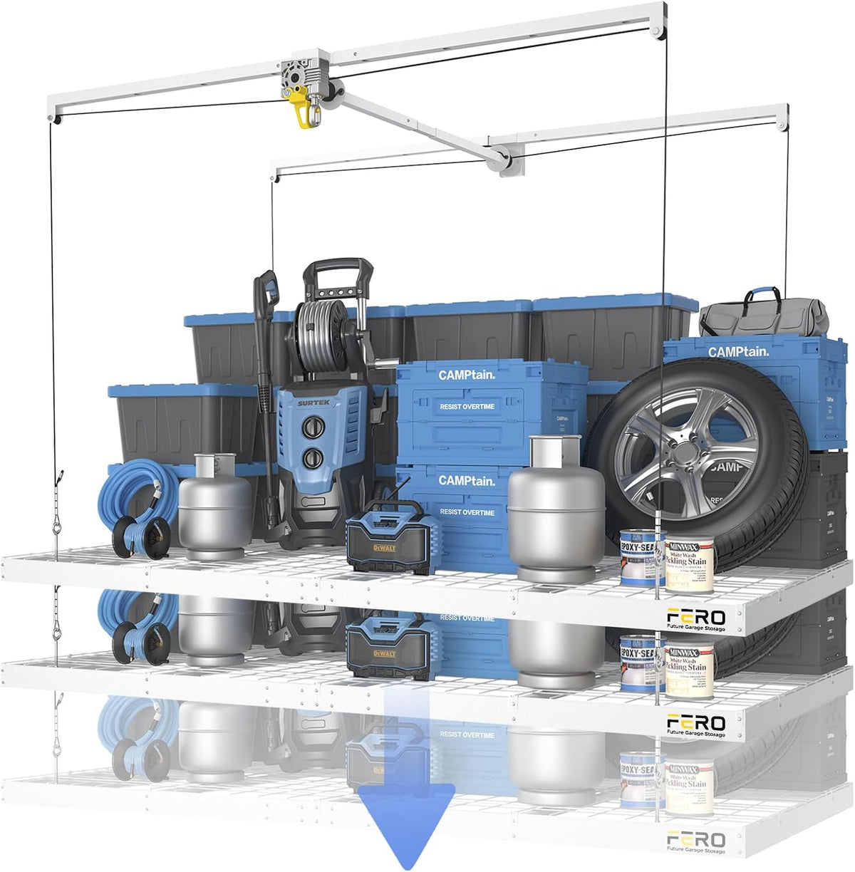 fero 4x8 ft garage ceiling storage rack, 500, main product view